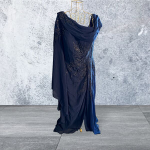Women's JJ's House Navy Blue Silver Sequin Prom Dress US 14